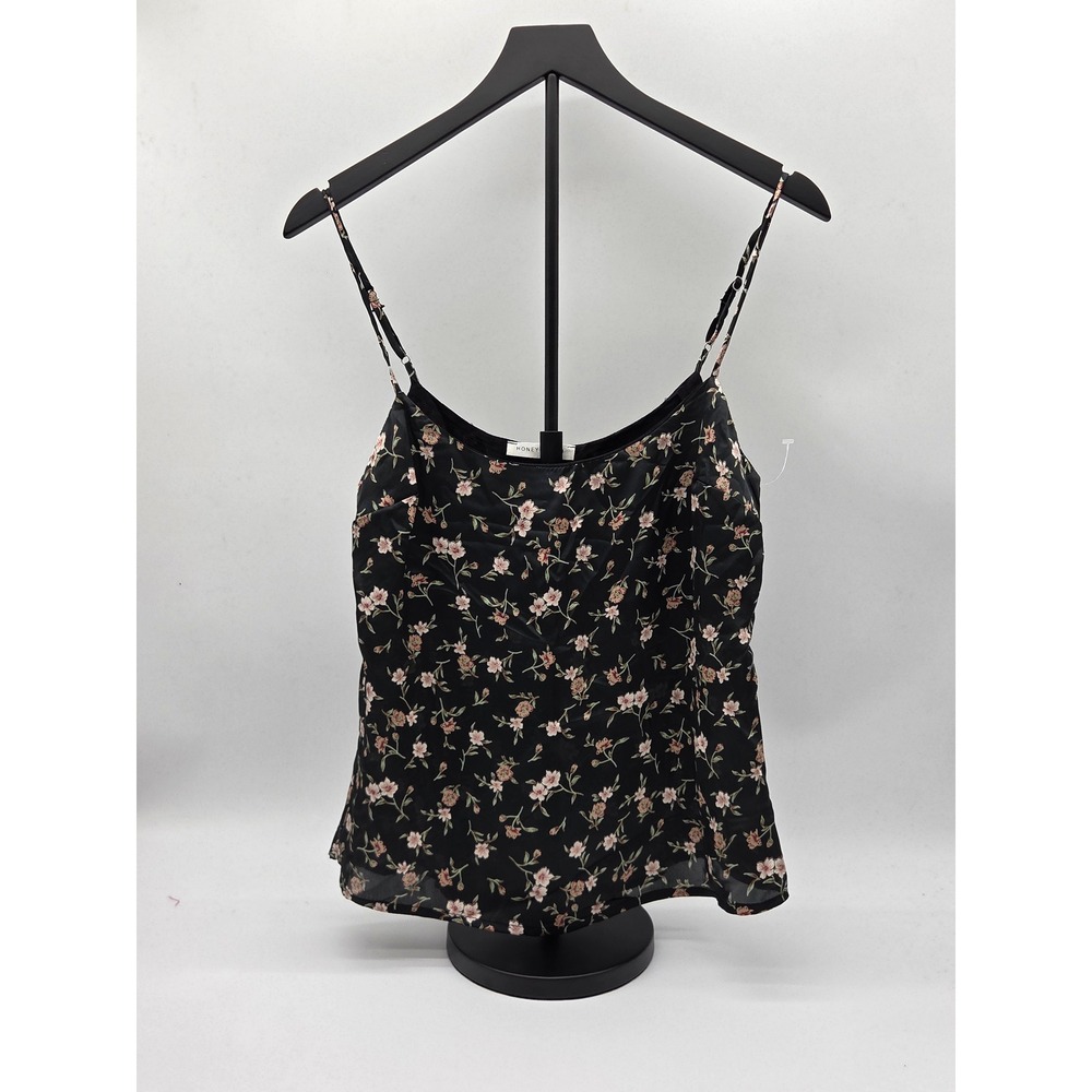 Honey Punch Women's Small Black Floral Adjustable Strap Cami Top 101-588
